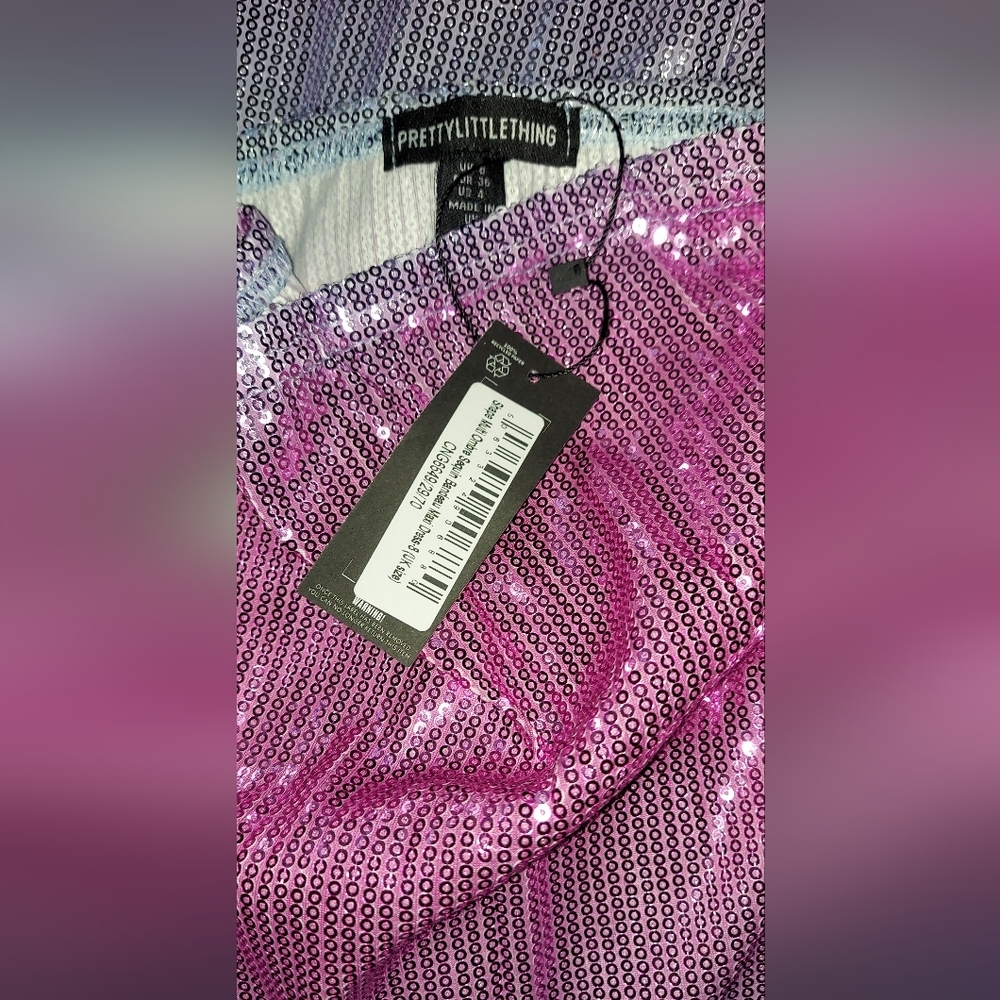 NWT PRETTYLITTLETHING Ombre Sequin Maxi Dress, Prom, Cruise, Size US 4 & 6 - Picture 7 of 8